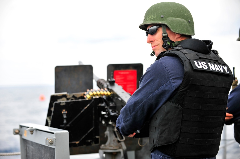 Live-fire exercise aboard USS Blue Ridge
