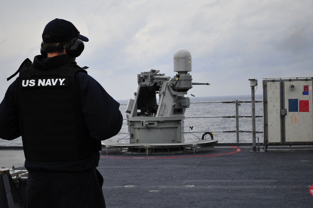 Live-fire exercise aboard USS Blue Ridge