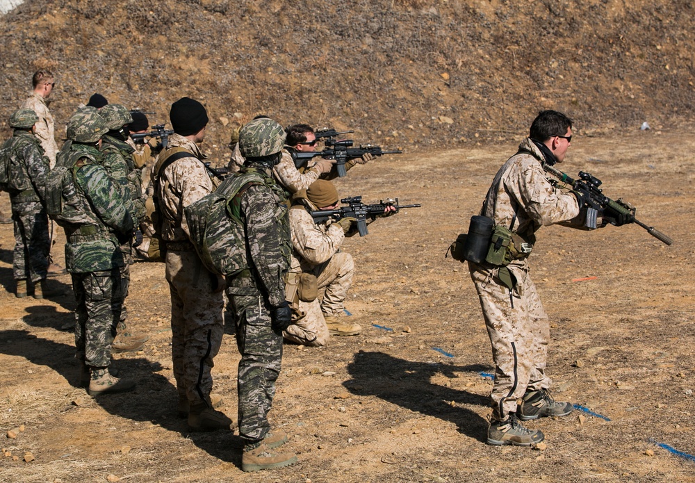 ROK Marines test U.S. Marine weapons