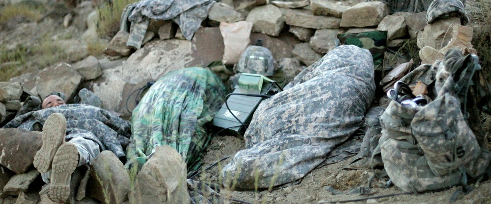 Soldiers sleep during Paktika mission