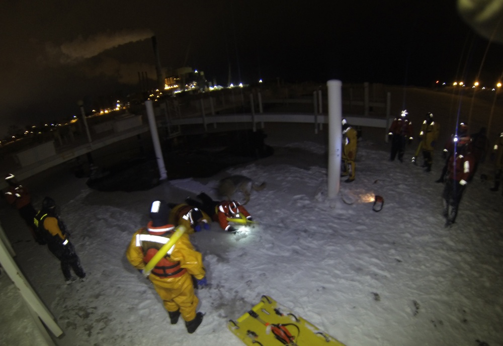 Coast Guard and local agencies conduct ice rescue training
