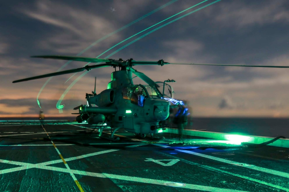 15th MEU Marines aboard USS Anchorage light up the night
