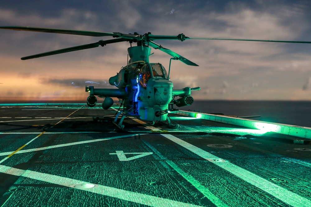 15th MEU Marines aboard USS Anchorage light up the night