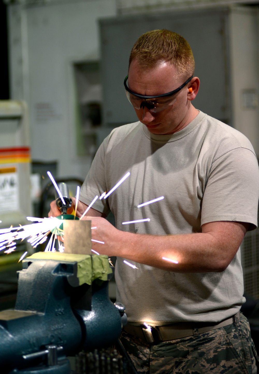 Aircraft structural maintenance Airmen make sparks fly