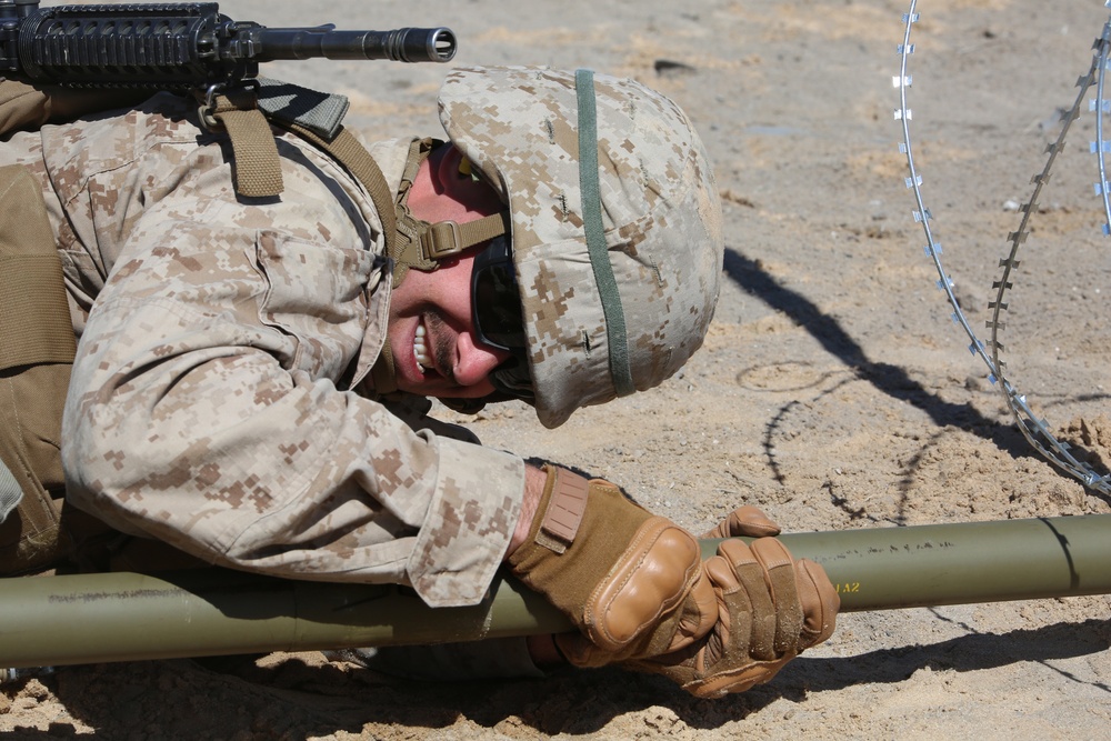 Integrated Task Force combat engineers conduct hasty breaching during pilot test at Twentynine Palms