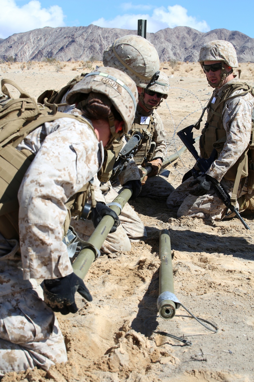 Integrated Task Force combat engineers conduct hasty breaching during pilot test at Twentynine Palms