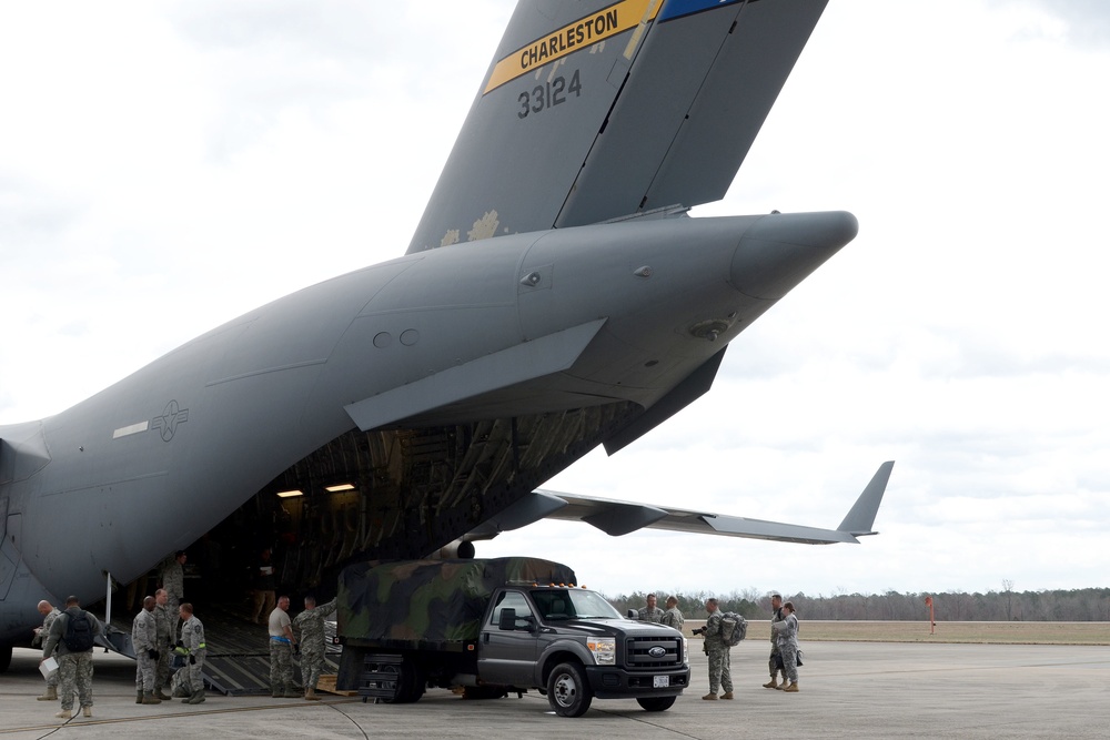 C-17 Globemaster III unloads Vigilant Guard  Equipment and Troops from Task Force 51