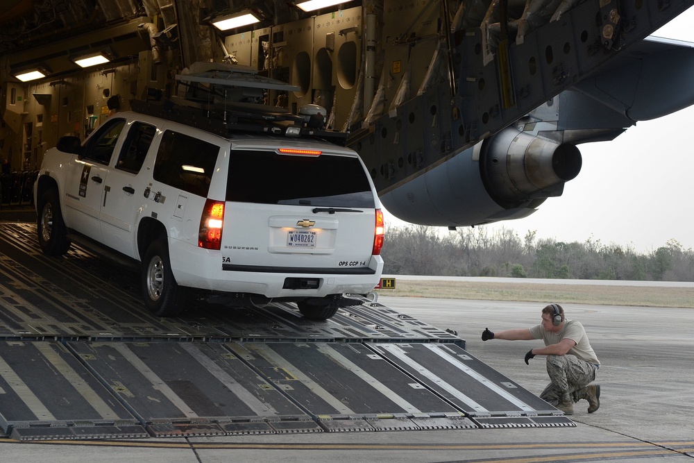C-17 Globemaster III unloads Vigilant Guard equipment and troops from Task Force 51