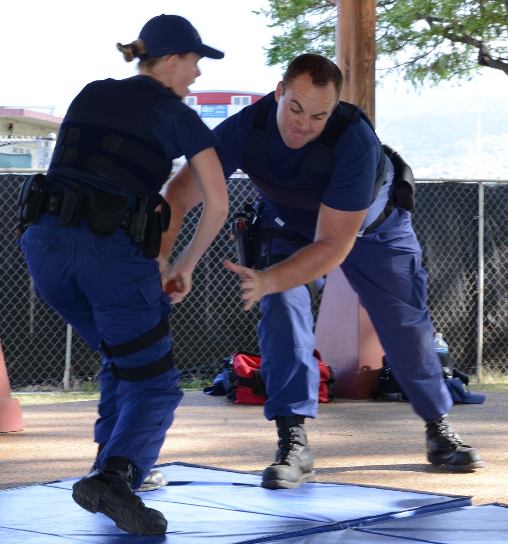 Crew members participate in law enforcement training