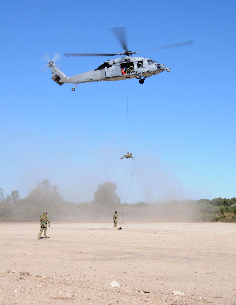 Rappelling training exercise