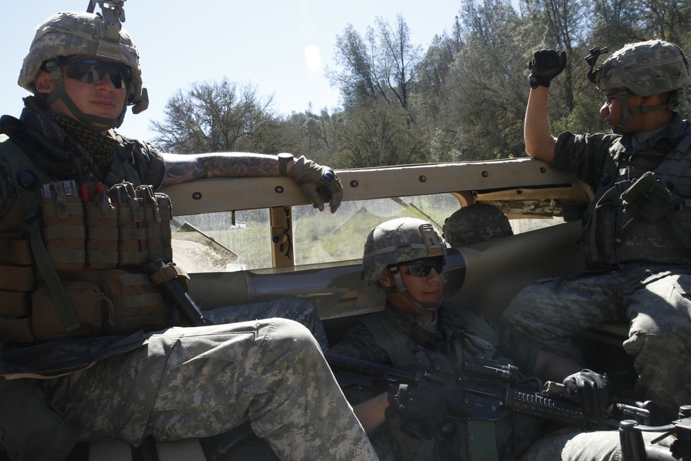 The 8th Squadron, 1st US Cavalry on their way to a training site to ambush a convoy as part of an opposition force (OPFOR)