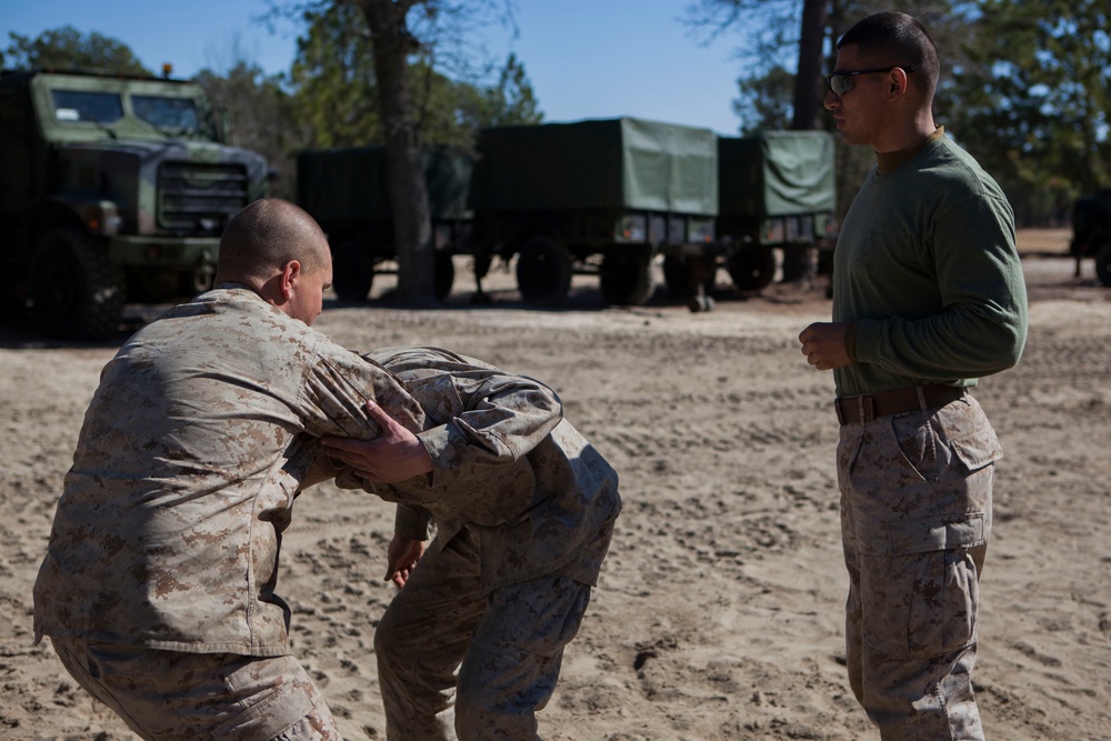 2D Transportation Support Battalion Marines practice Marine Corps Martial Arts