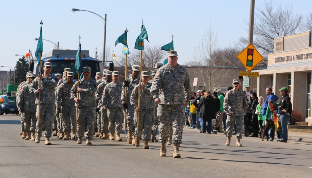 318th Press Camp Headquarters joins Forest Park St. Patrick’s Day parade