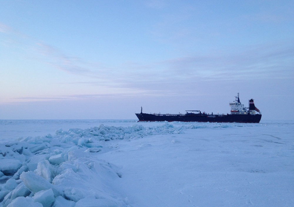 USCGC Bristol Bay ice liberty in Lake Erie