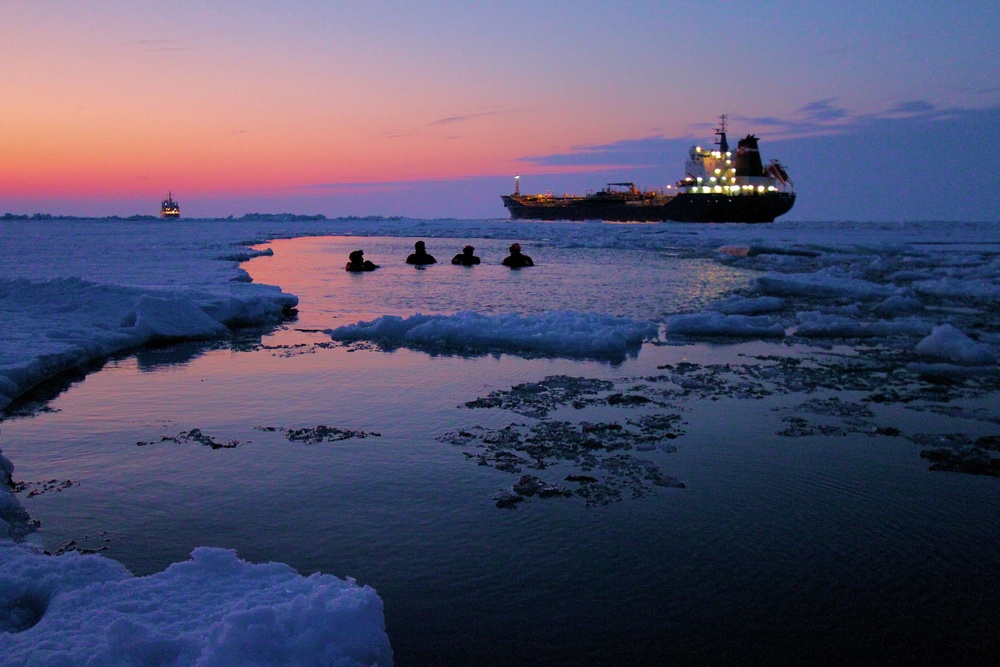 USCGC Bristol Bay ice liberty in Lake Erie