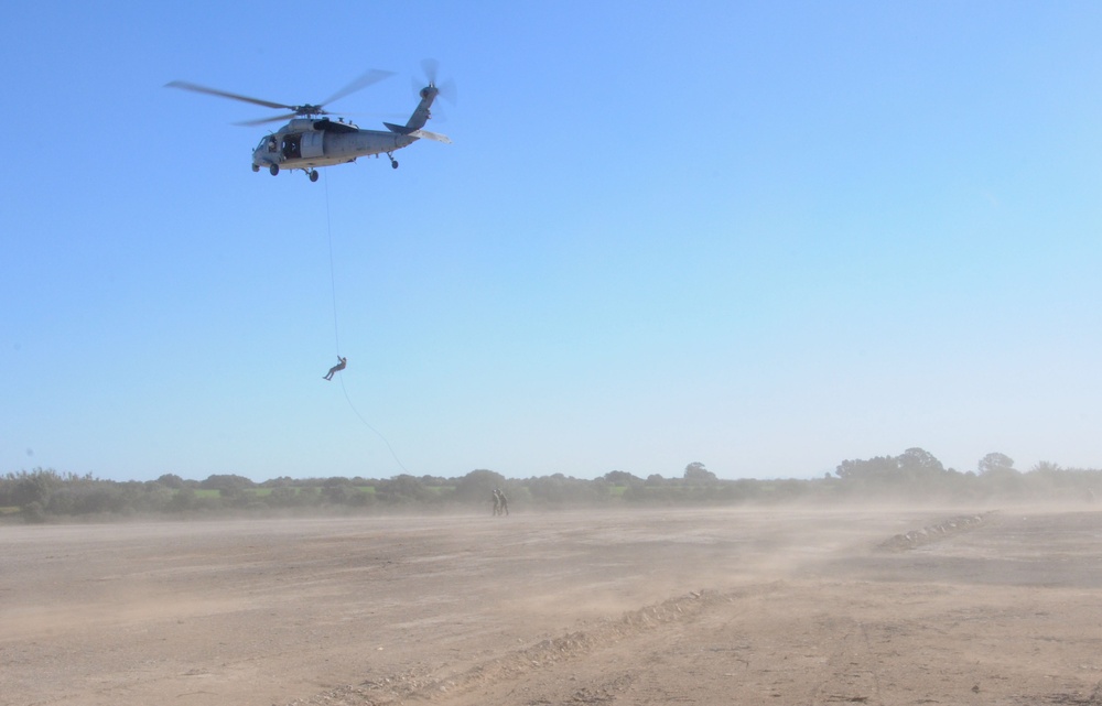 Rappelling training exercise