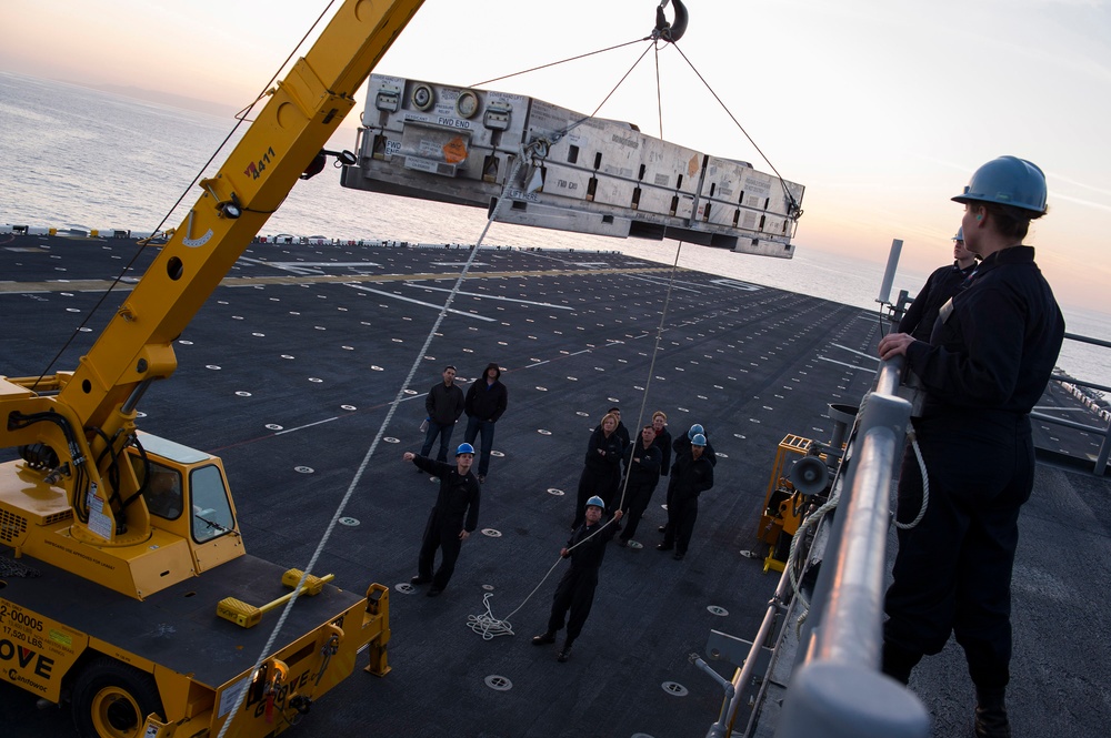 Missile upload aboard USS America