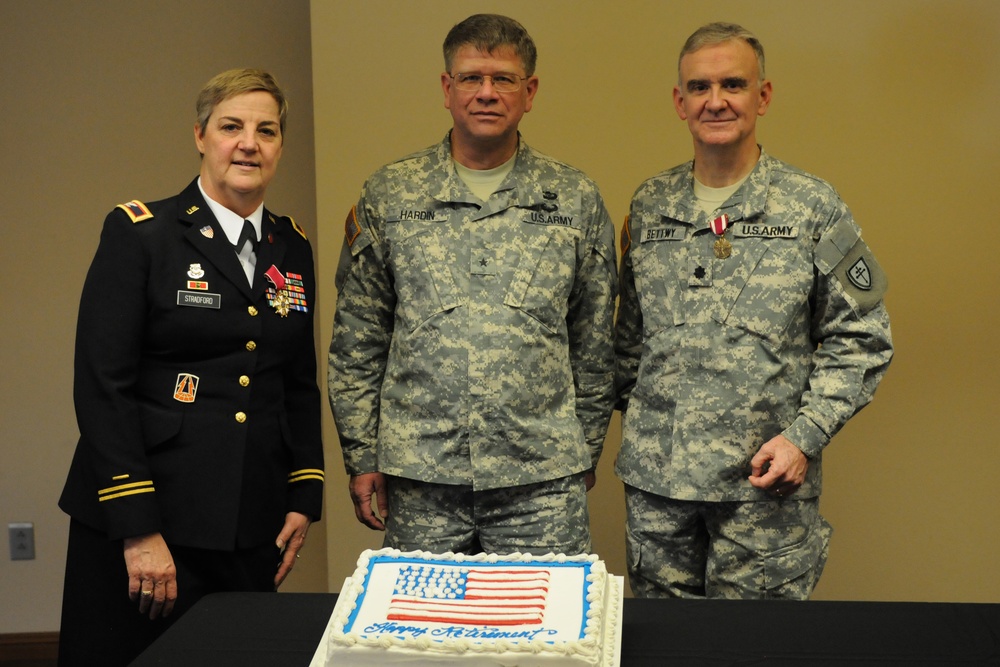 79th Sustainment Support Command Retirement Ceremony for Col. Peggy Stradford and Lt. Col. Samuel Bettwy, March 7, 2015.