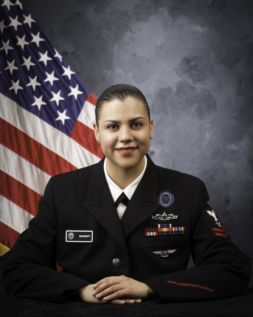 Official portrait, Intelligence Specialist 2nd Class Olivia M. Sackett, United States Naval Reserve