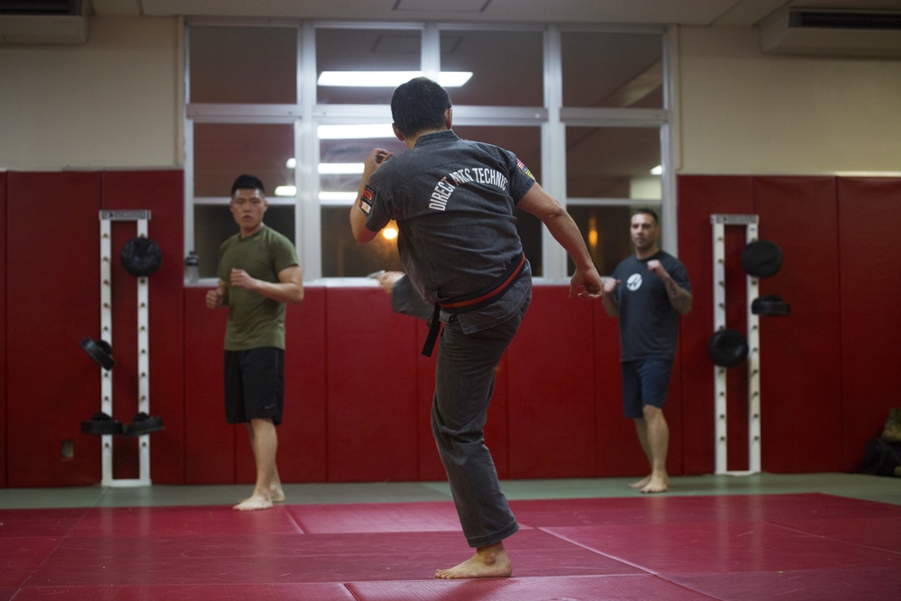 Marines learn martial arts techniques from master
