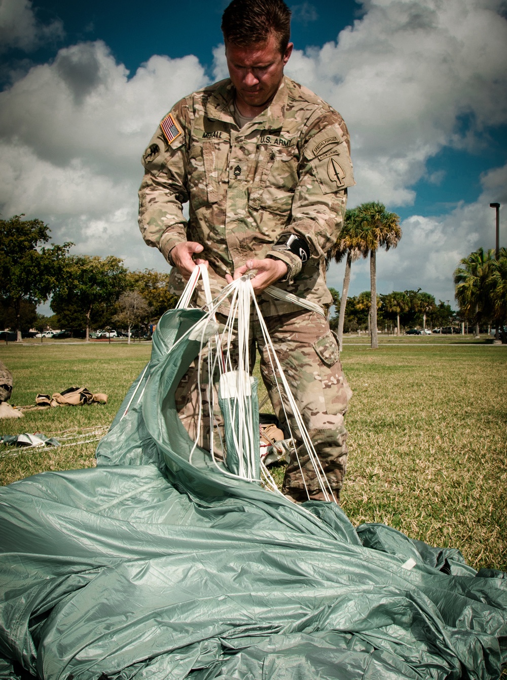 USASOC Black Daggers train for combat equipment jump demonstration