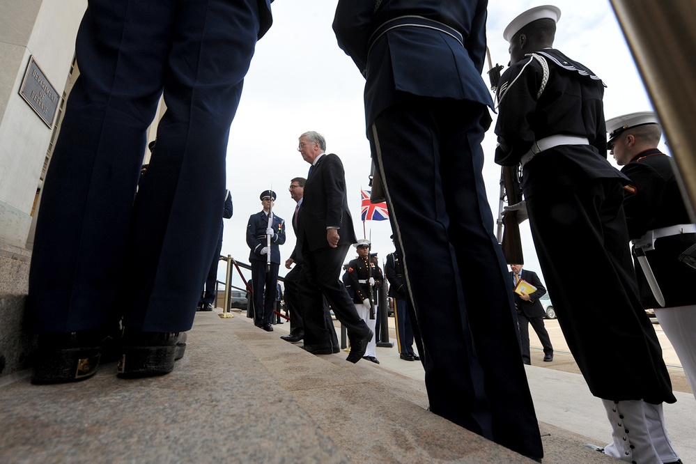 UK defense secretary visits US defense secretary at the Pentagon