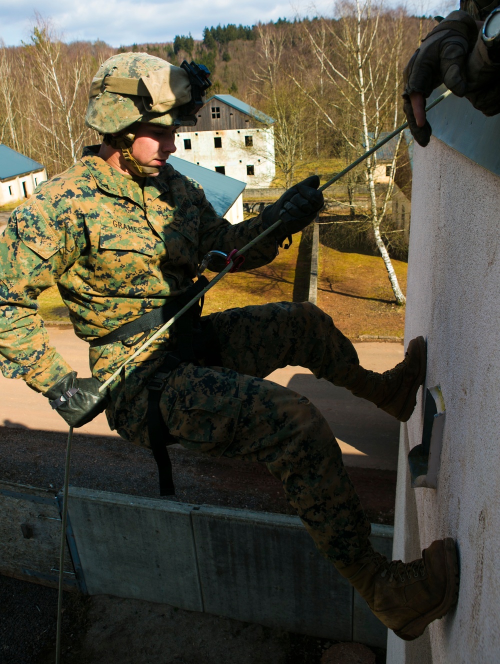 Down and Out: MAGTF Marines rappel with Special Forces