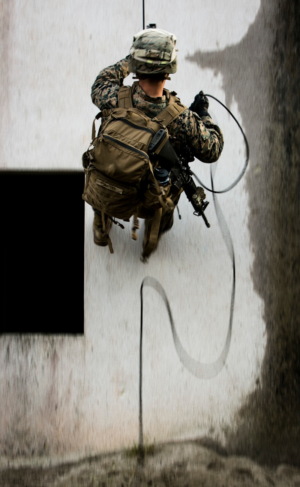 Down and Out: MAGTF Marines rappel with Special Forces