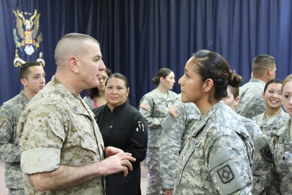 Senior enlisted service member speaks to NM Guard members