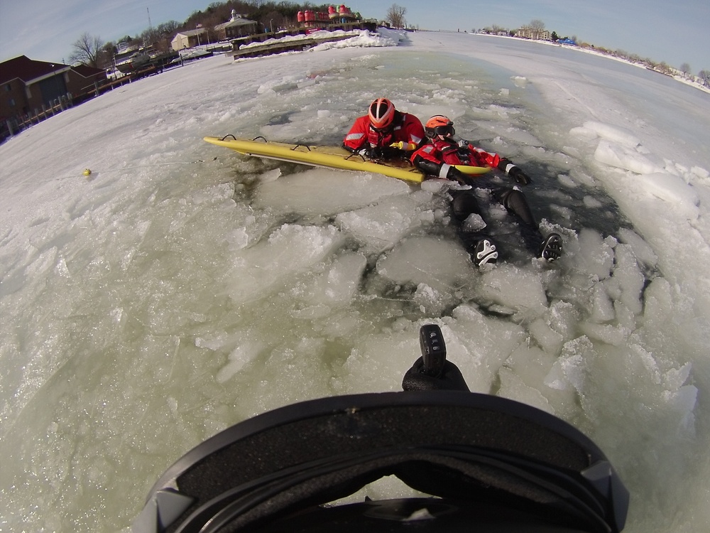 Ice rescue training at Coast Guard Station Grand Haven