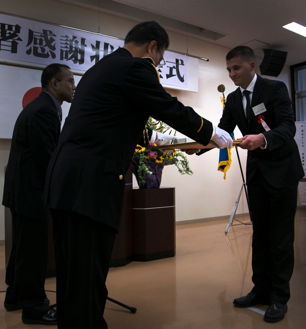 Okinawa prefectural police, Marine investigators express appreciation for keeping Okinawa safe