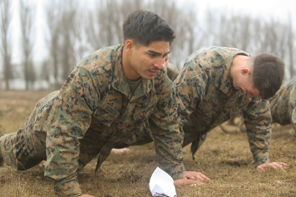 Deployed Marines navigate Mihail Kogalniceanu