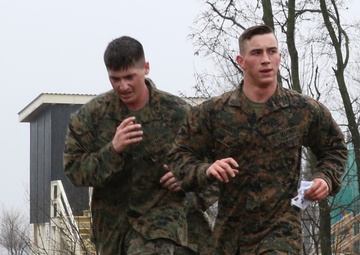 Deployed Marines navigate Mihail Kogalniceanu