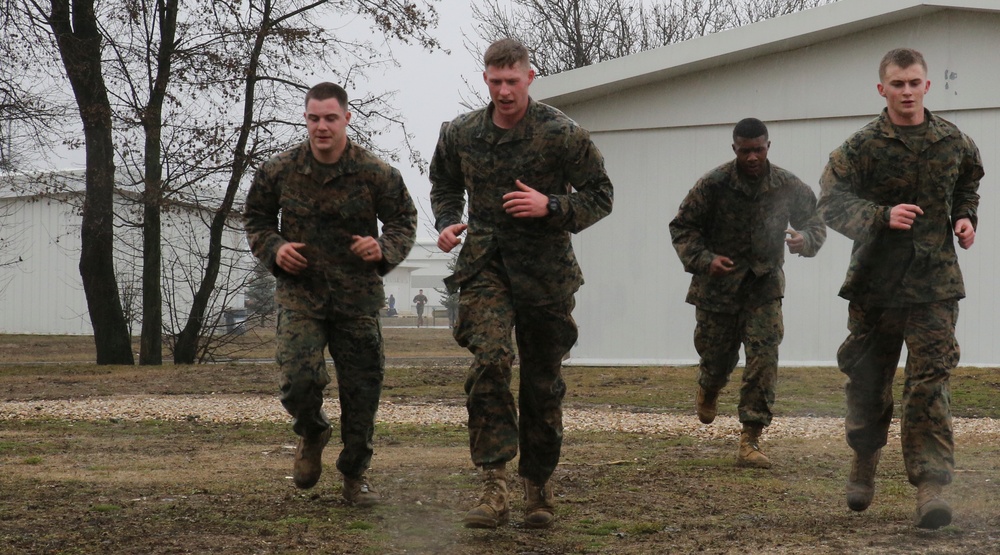 Deployed Marines navigate Mihail Kogalniceanu