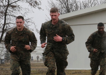 Deployed Marines navigate Mihail Kogalniceanu