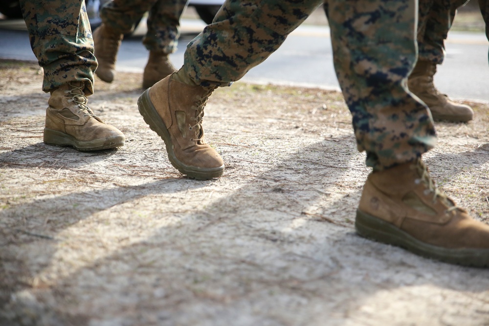 3/8 Marines hike to battalion field exercise
