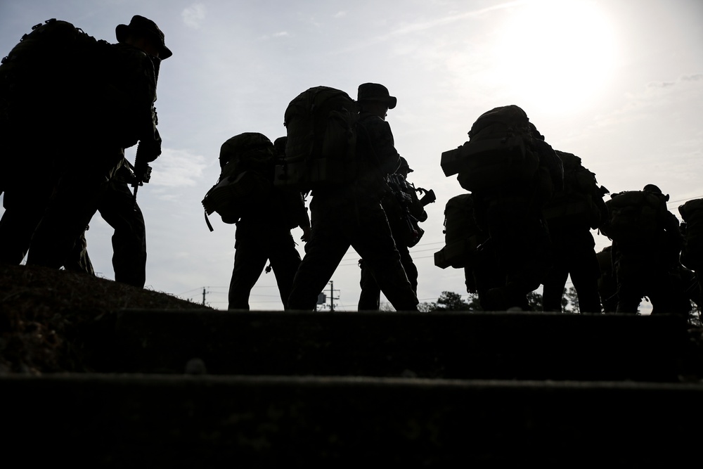 3/8 Marines hike to battalion field exercise