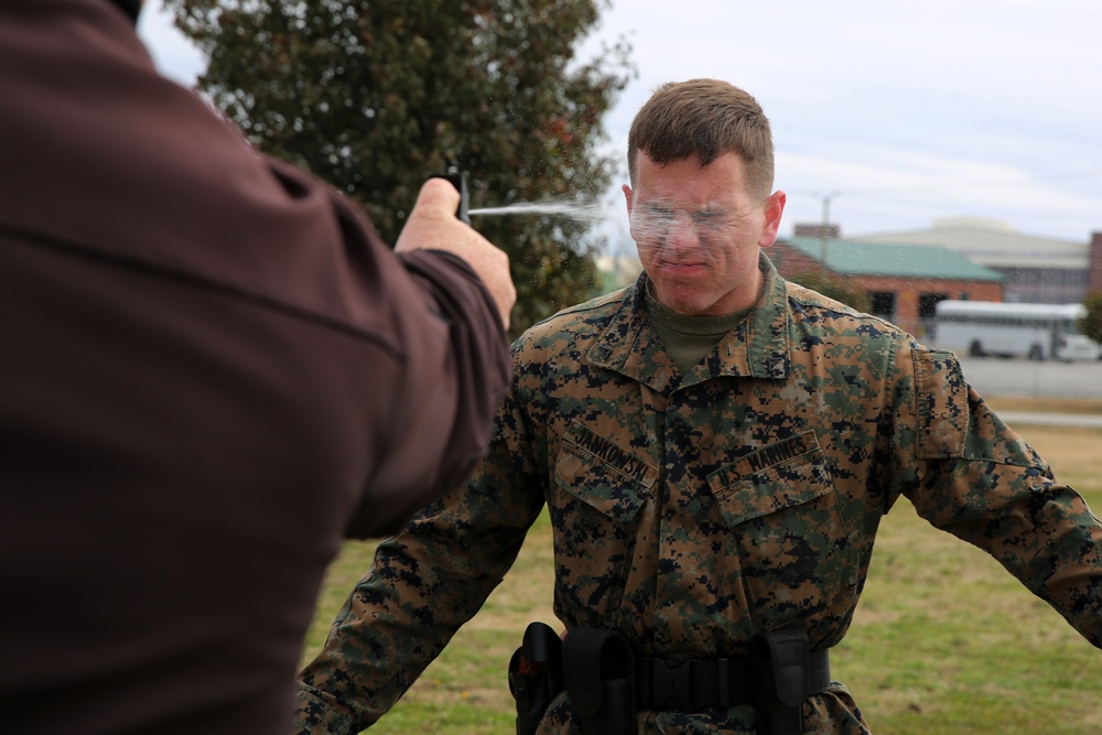 Marines feel the burn during OC spray training