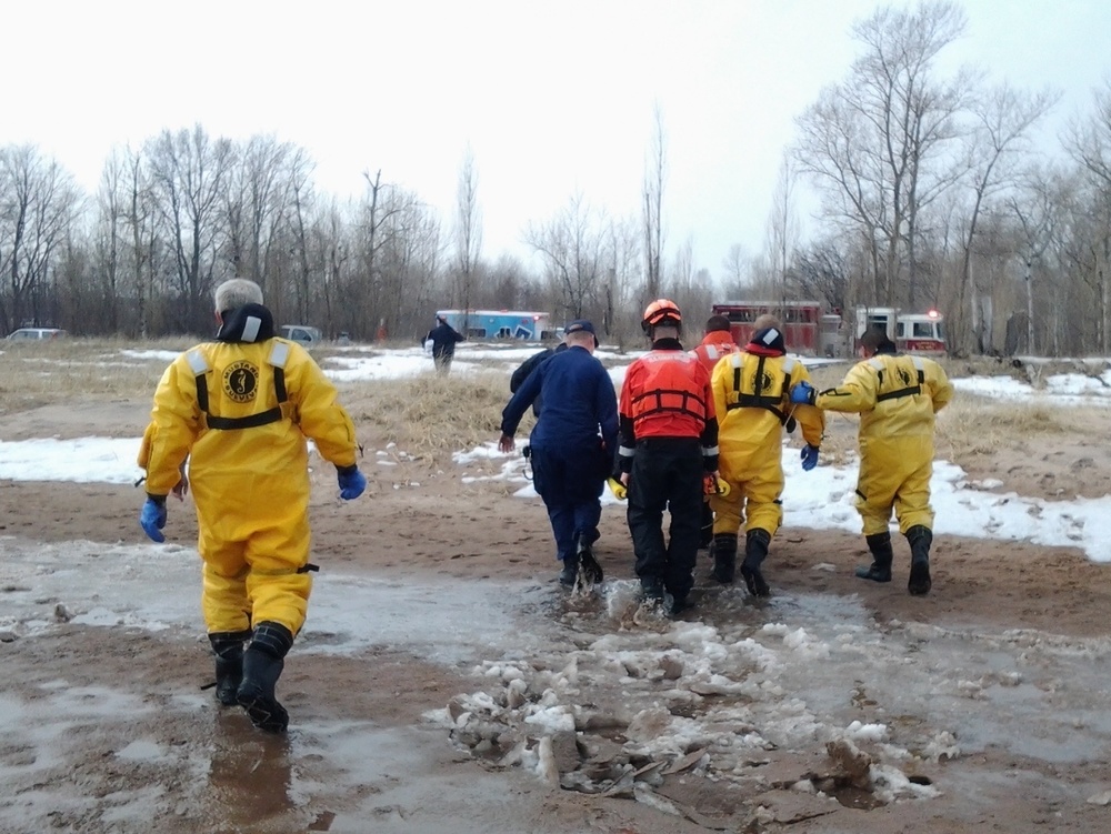 Coast Guard, Marquette first responders join efforts during rescue of fisherman who fell through ice near Presque Isle Harbor