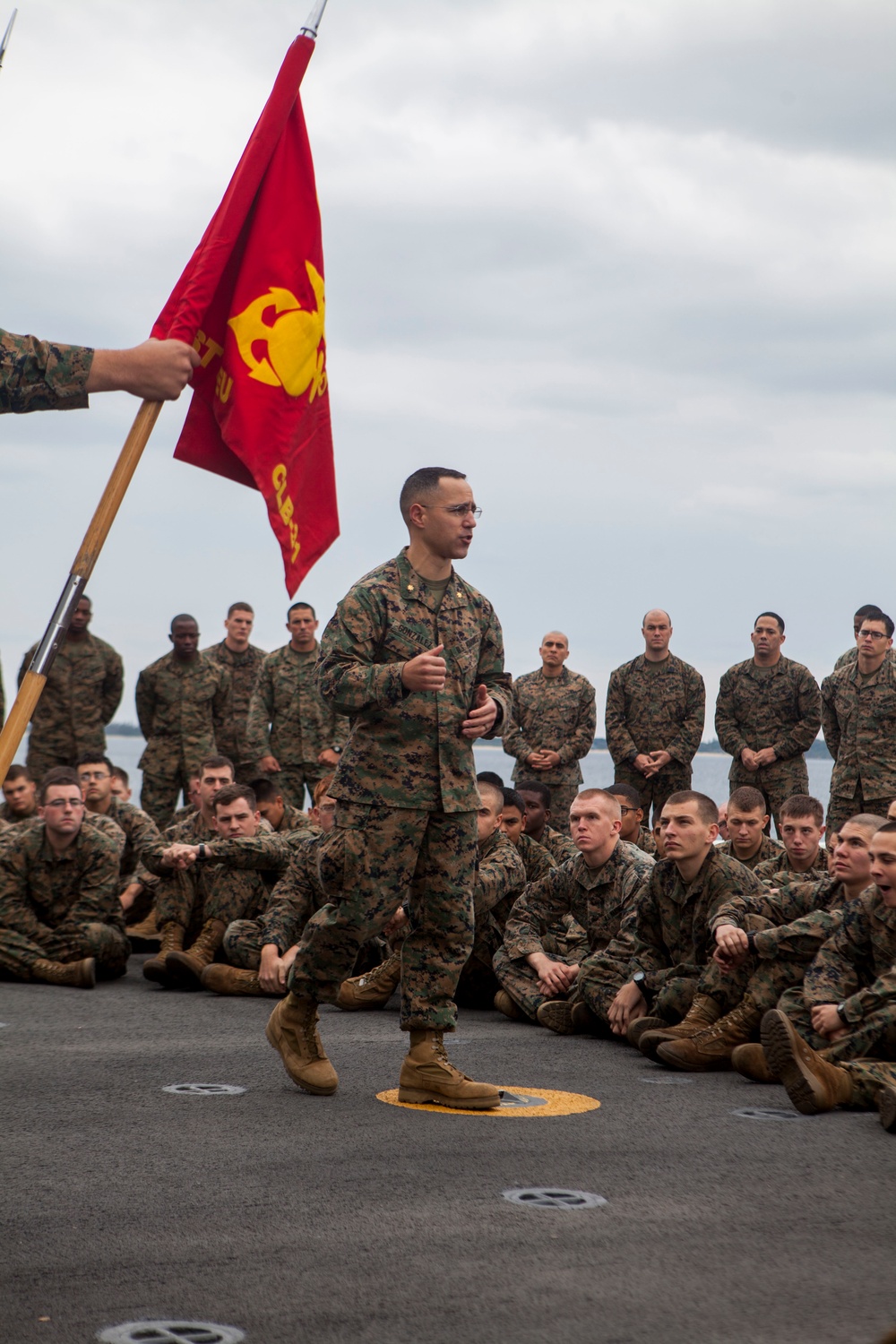 Marines receive a ship safety brief