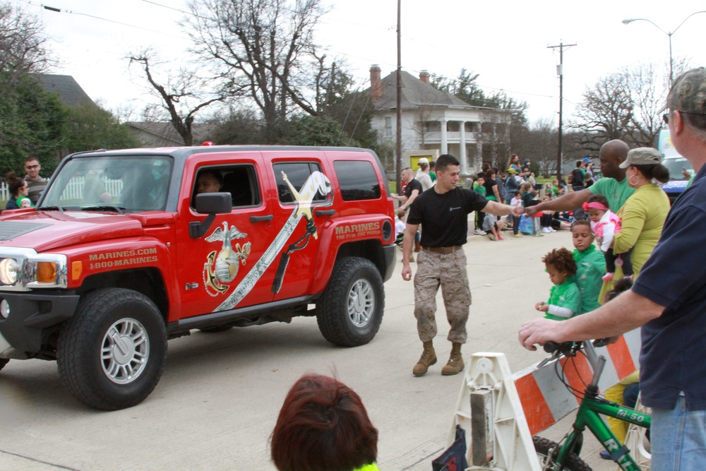 Marines show green side at St. Patty's Day Parade
