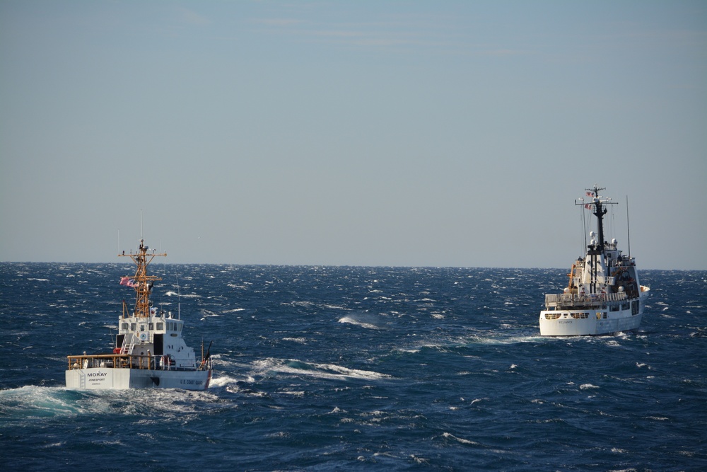 USCGC towed to Coast Guard Shipyard by USCGC Reliance
