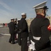 U.S. Marines aboard the USS Arlington (LPD-24) arrive in Boston, Massachusetts for parade