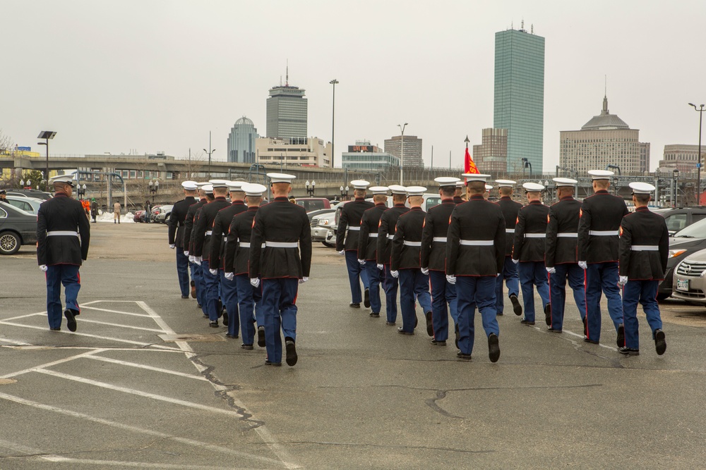 U.S. Marines march in the South Boston Allied War Veteran's Council St. Patrick's Day parade