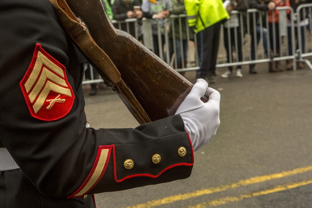 U.S. Marines march in the South Boston Allied War Veteran's Council St. Patrick's Day parade