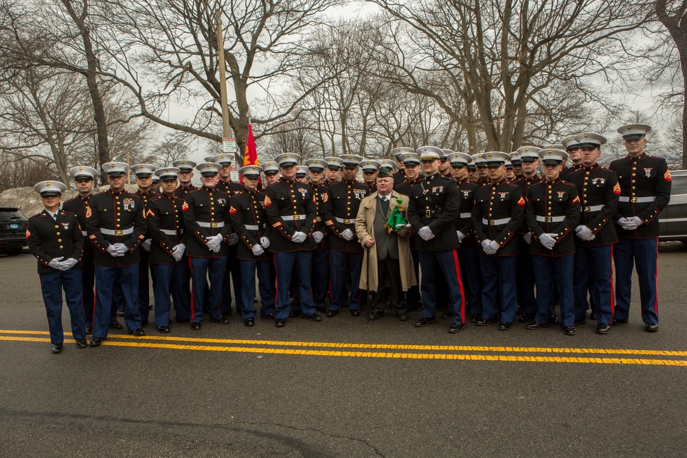 U.S. Marines march in the South Boston Allied War Veteran's Council St. Patrick's Day parade