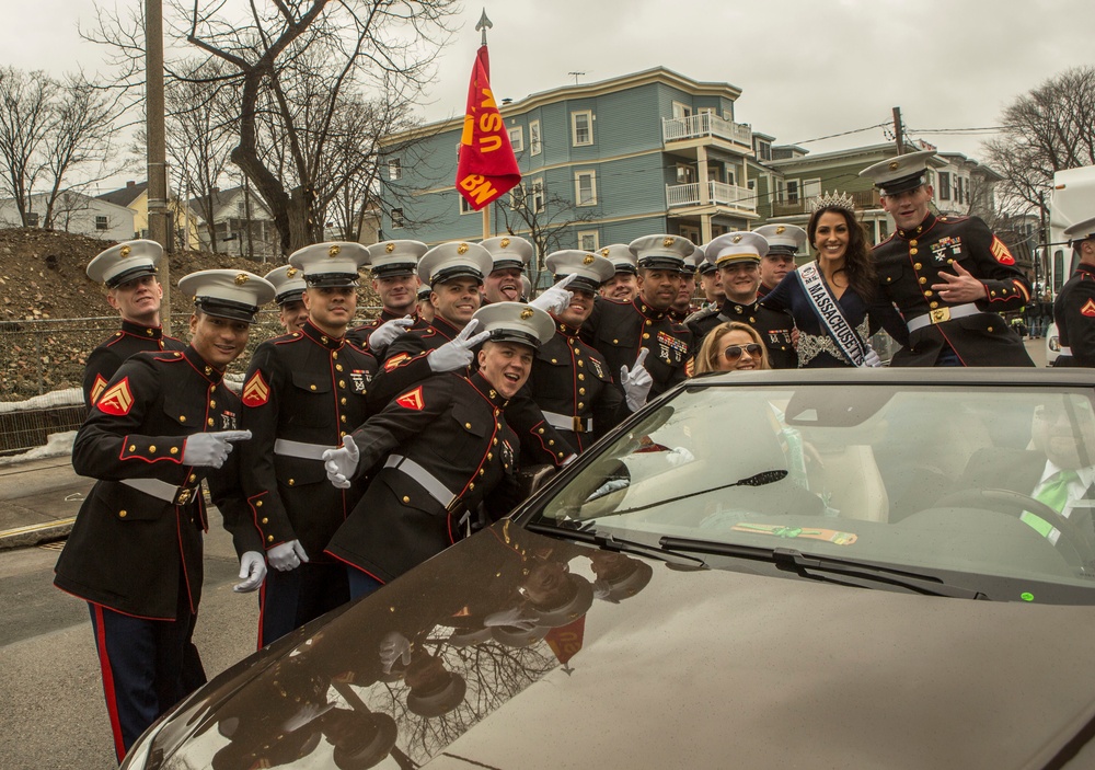 U.S. Marines march in the South Boston Allied War Veteran's Council St. Patrick's Day parade