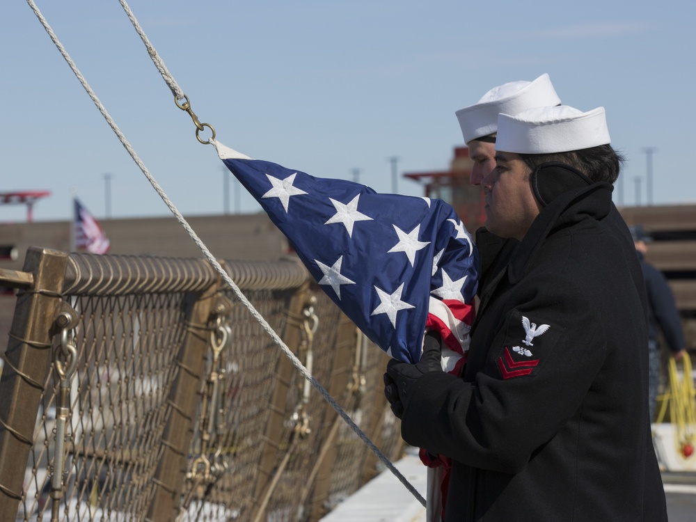 Man the Rails: Marines, sailors arrive in Boston