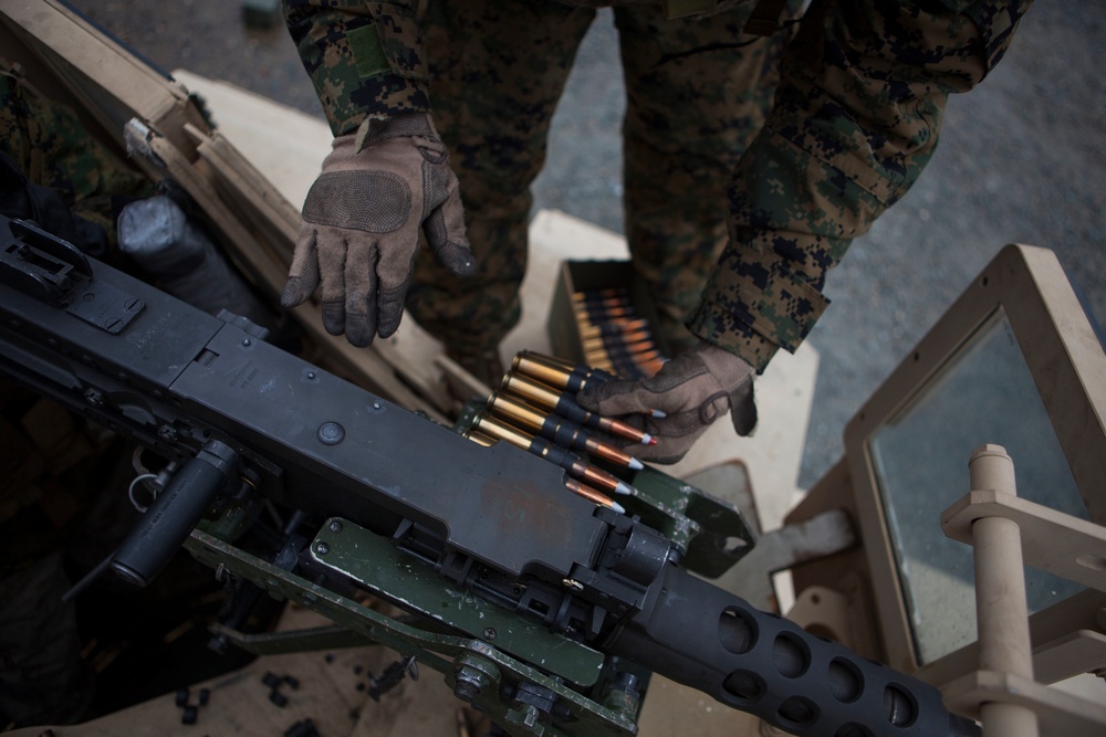 2D Transportation Support Battalion Marines practice machine gun proficiency