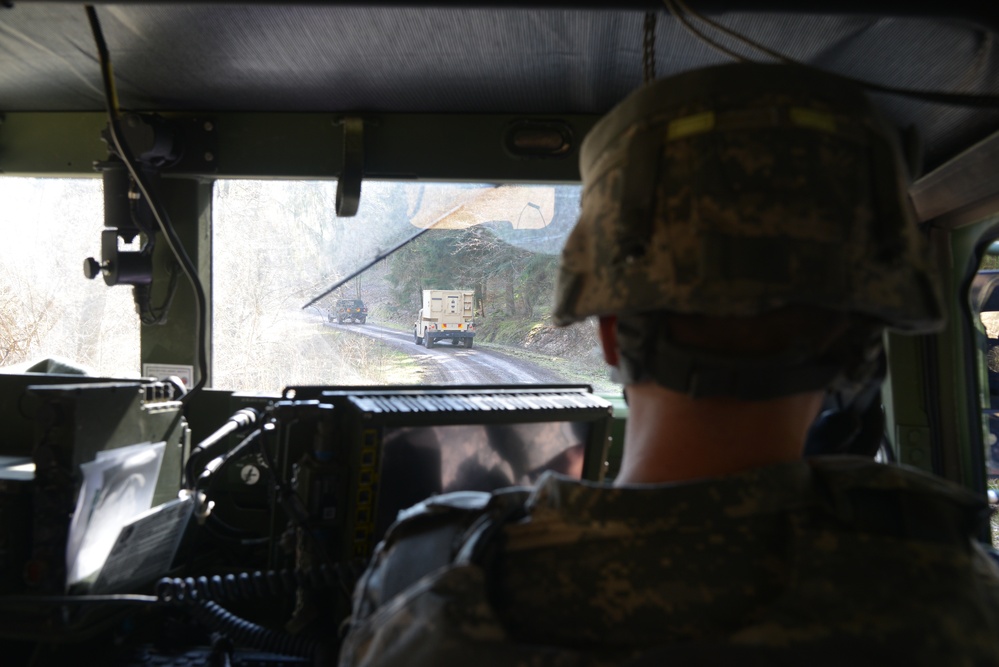 504th Signal Company, 16th Special Troops Battalion  conducts convoy training at the Baumholder Local Training Area, Baumholder, Germany